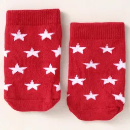 Cute Walk by Babyhug Anti-Bacterial Ankle Length Socks with Striped & Star Design Pack of 3 - Red & Black image 2