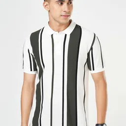 BYFORD by Pantaloons Men Striped Polo Collar Cotton Slim Fit T-shirt-picture-42