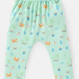 Babyhug Cotton Knit Full Length Striped Diaper Leggings Beach Theme Print Pack of 3 - Multicolor (Print May Vary) image 5