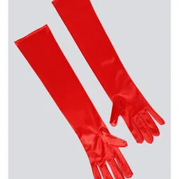 Tipy Tipy Tap Fullfinger Satin Elbow Length Gloves - Red image 5