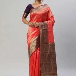 KALINI Woven Design Zari Silk Blend Kanjeevaram Saree-picture-23