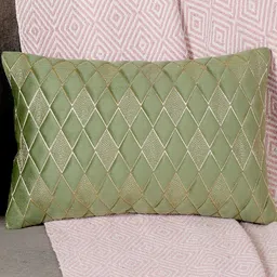 monkdecor Designer Rectangle Cushion Covers 12x18 Set of 2 | Premium Velvet Sofa Throw Pillow Covers | Stylish Modern Home Dcor | Green Color image 3