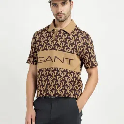 GANT Brown & Beige Regular Fit Polo T-Shirt-image-18