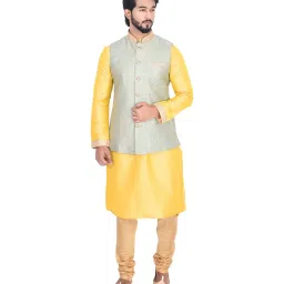 Manyavar Green Self Print Ethnic Jacket image 4