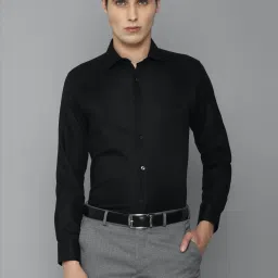 Louis Philippe Black Cotton Regular Fit Shirt image 1