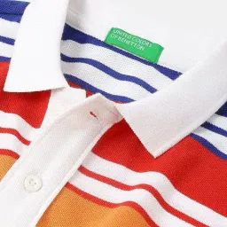 United Colors of Benetton Boys Multi Cotton Striped Polo T-Shirt image 3