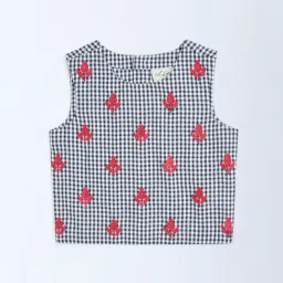 Utsa Kids by Westside Black Gingham Checkered Cotton Top-image-59