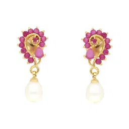 Sri Jagdamba Pearls Jaanvi Pink & Pearl White Alloy Drop Earrings-picture-14
