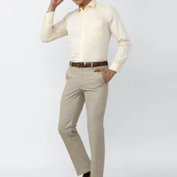 Peter England Elite Beige Cotton Slim Fit Shirt image 5
