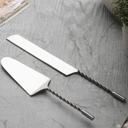 VarEesha Silver Stainless Steel Twisted Handle Cake Server - Set of 1-image-1