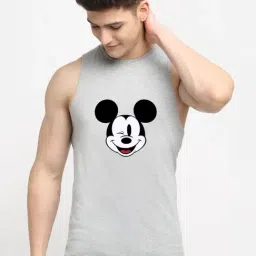 Friskers Grey Cotton Slim Fit Printed Vest-image-10