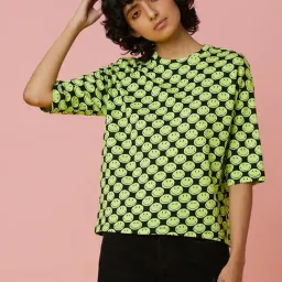 Only Black & Green Cotton Printed Top-picture-40