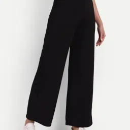 Broadstar Black Relaxed Fit High Rise Stretchable Trousers-picture-15