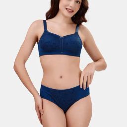 Soie Blue Non-Wired Full Coverage Bra & Panty Set-picture-49