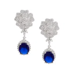 Priyaasi Blue American Diamond Studded Drop Earring image 2