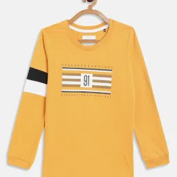 Octave Kids Mustard Printed Full Sleeves T-Shirt image 1