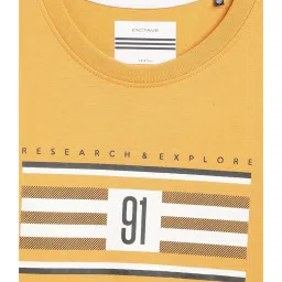 Octave Kids Mustard Printed Full Sleeves T-Shirt image 3