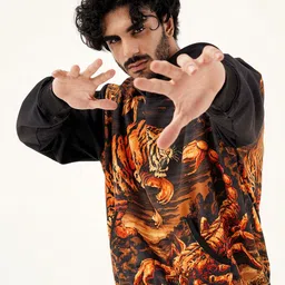 Clazzey Men Printed Hooded Sweatshirt image 4