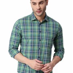 Basics Green Slim Fit Checks Shirt-picture-34