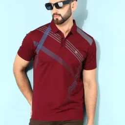 Crimsoune Club Wine Slim Fit Printed Polo T-Shirt-image-29