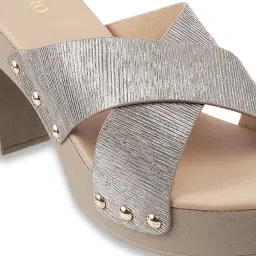 Metro Women's Grey Cross Strap Sandals image 4