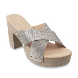Metro Women's Grey Cross Strap Sandals image 2