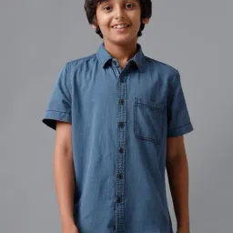 Under Fourteen Only Boys Blue Cotton Printed Shirt-picture-26