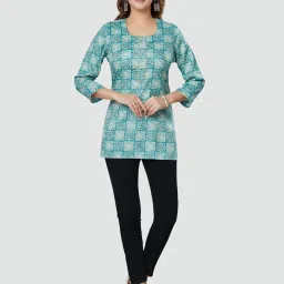 Saree Swarg Teal Blue Printed Tunic image 5