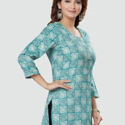 Saree Swarg Teal Blue Printed Tunic image 4