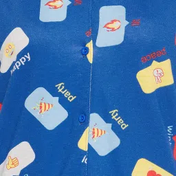 Clovia Blue Printed Shirt With Shorts image 4
