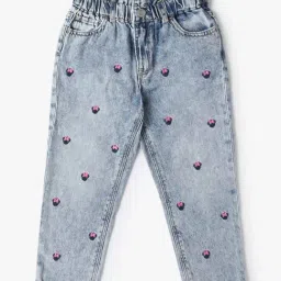 GAP Girls Lt. Blue Cotton Embroidery Jeans-image-35