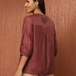 Fabindia Maroon Printed Top image 2
