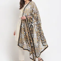 Glam Story Black Embroidered Dupatta image 3