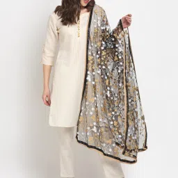 Glam Story Black Embroidered Dupatta image 1