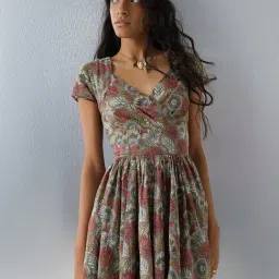 Bombay Paisley by Westside Sage Foliage Design Cotton A-Line Dress-picture-10