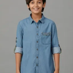 Under Fourteen Only Boys Blue Cotton Shirt-picture-29