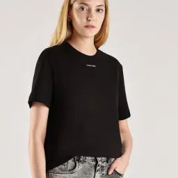 calvin klein jeans Calvin Klein Navy Cotton Solid Short Sleeves T-Shirt image 3