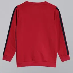 3PIN Boys Red Cotton Regular Fit Printed Sweatshirt image 4
