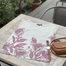 Sangria Ethnic Printed Cotton Boat Neck Top image 5