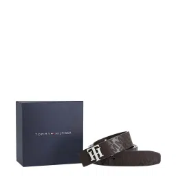 Tommy Hilfiger Ernest Dark Brown Leather Reversible Belt for Men image 5