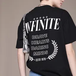 The Roadster Life Co. Typography Printed Drop-Shoulder Sleeves Relaxed Fit T-shirt-picture-28