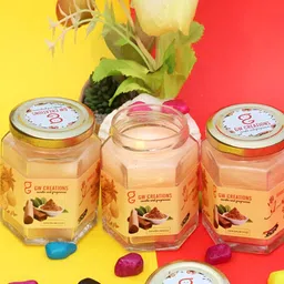 Aura Hexagonal Sandalwood Jar Candle. made up of Parrafin Wax. Set Of 3. image 5