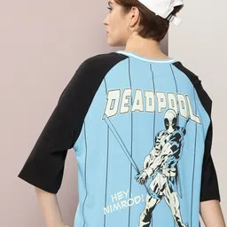 Kook N Keech Marvel Striped Raglan Sleeves Oversized T-shirt-image-82