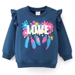 Babyhug Cotton Knit Full Sleeves Sweatshirt With Text Graphics- Navy Blue-picture-29