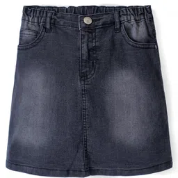 Pine Kids Denim Woven Washed Above Knee Length Skirt - Black-picture-18