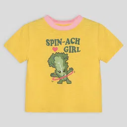 Somersault Cotton Half Sleeves Spinach Girl Text Printed Tee - Yellow-picture-16
