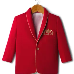 Rikidoos Full Sleeves Brand Name Embroidered Blazer - Red-picture-25