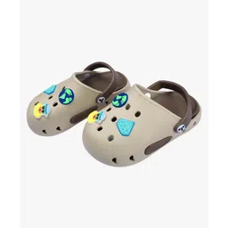 Toothless Duck & Diamond Applique Detailed Perforated Slingback Clogs - Beige & Brown-picture-11