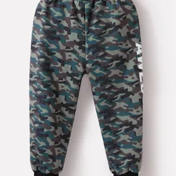 Kookie Kids Full Length Lounge Pant with Camouflage Print -Dark Green & Black image 2