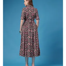 Zelena Rayon Woven Half Sleeves Floral Printed Maternity Dress With Front Open Nursing Access - Multi Colour image 3